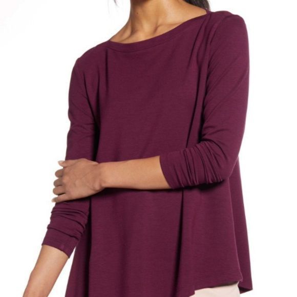 NWT‎ HALOGEN Purple Boatneck Asymmetrical Tunic - Picture 12 of 12